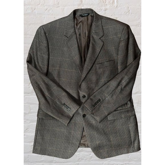 Jos A Bank 46R Signature Houndstooth Blazer Coat Jacket Silk Camelhair - Picture 7 of 14